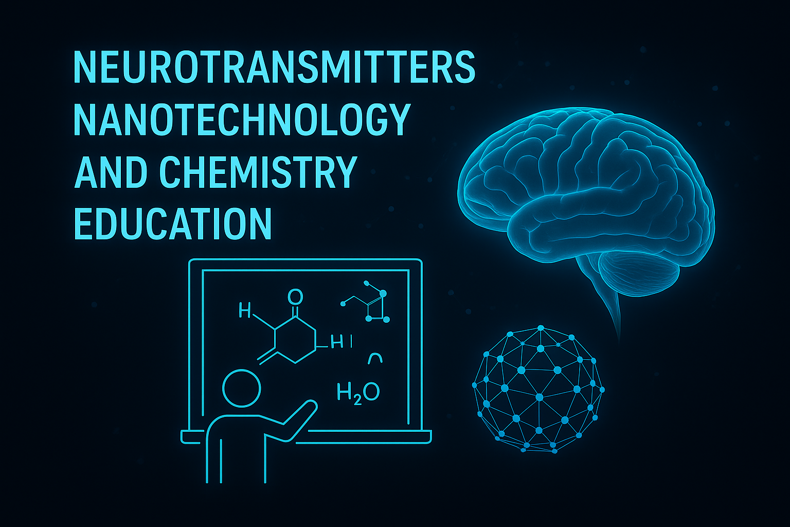 Connection between neurotransmitters, nanotechnology, and the teaching of chemistry, highlighting the integration of science and education in an innovative setting.